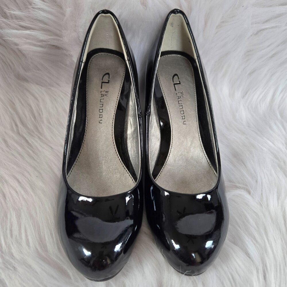 NEW CHINESE LAUNDRY Nima Black Patent Wedge Pump Size 6.5
